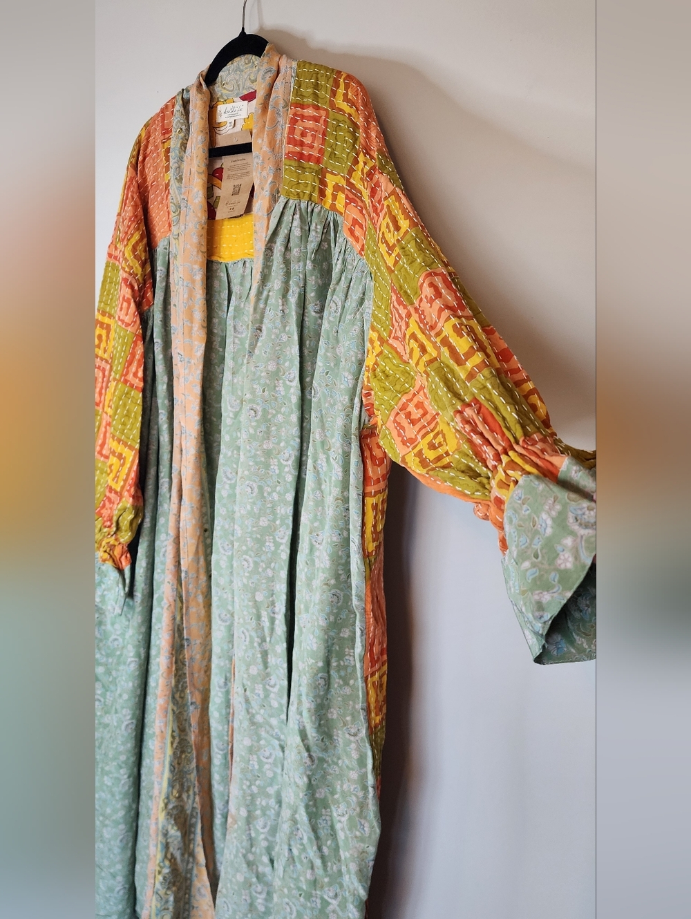​🕸️ OOAK Kantha Bae Utopia Duster Silk & Cotton Sari Kimono NWT 🕸️ - Picture 3 of 6